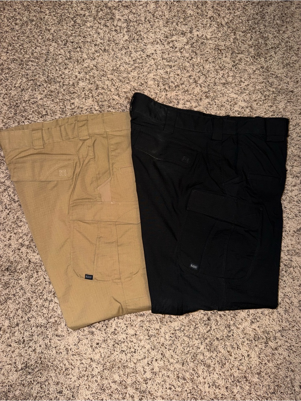 (2) Pair 5.11 Tactical Men's Cargo Pants 40x30 - Black & Camel